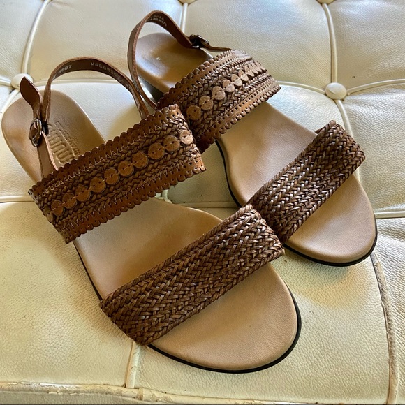 Munro comfort sandals brown leather sz 9 wide new